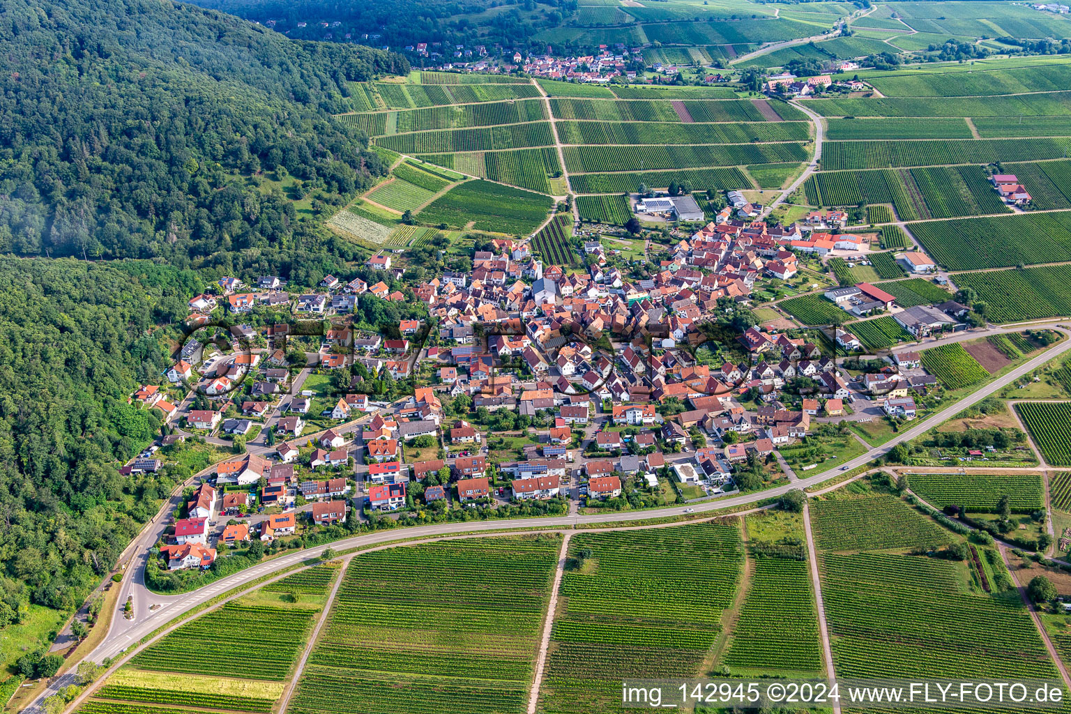 Eschbach von Süden am Morgen im Bundesland Rheinland-Pfalz, Deutschland