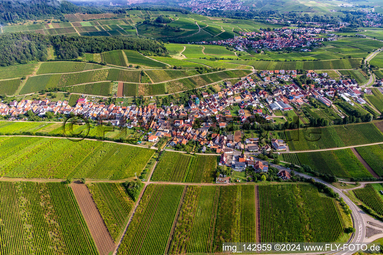 Ortschaft von Süden in Ranschbach im Bundesland Rheinland-Pfalz, Deutschland