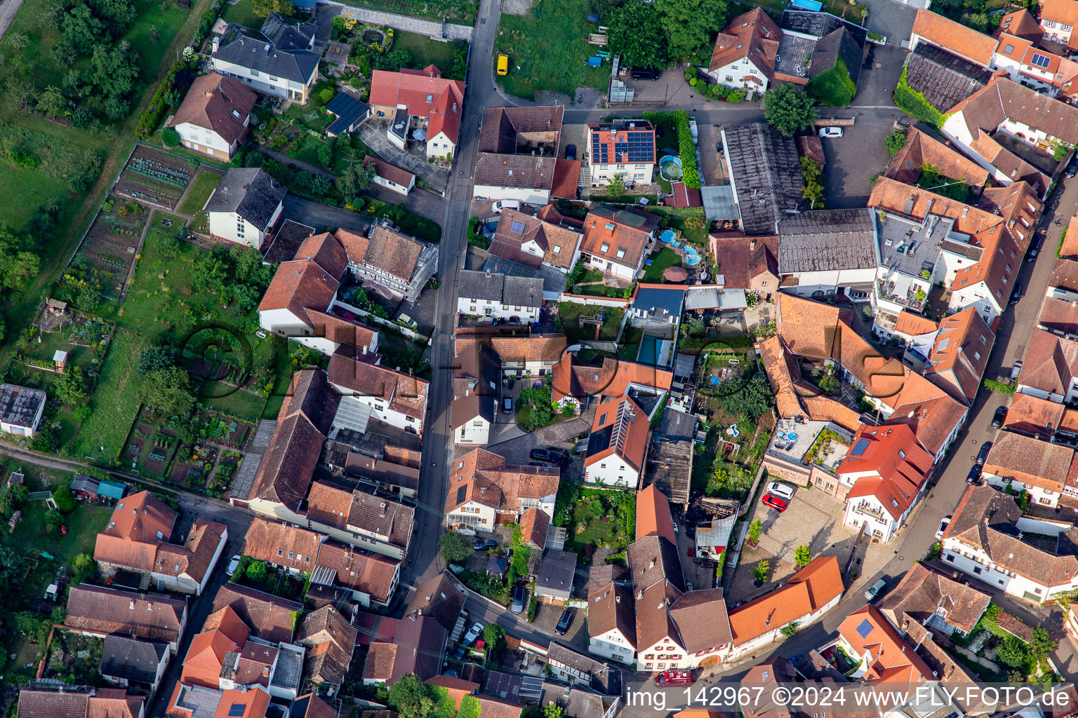 Herrenberger Straße von Osten in Birkweiler im Bundesland Rheinland-Pfalz, Deutschland