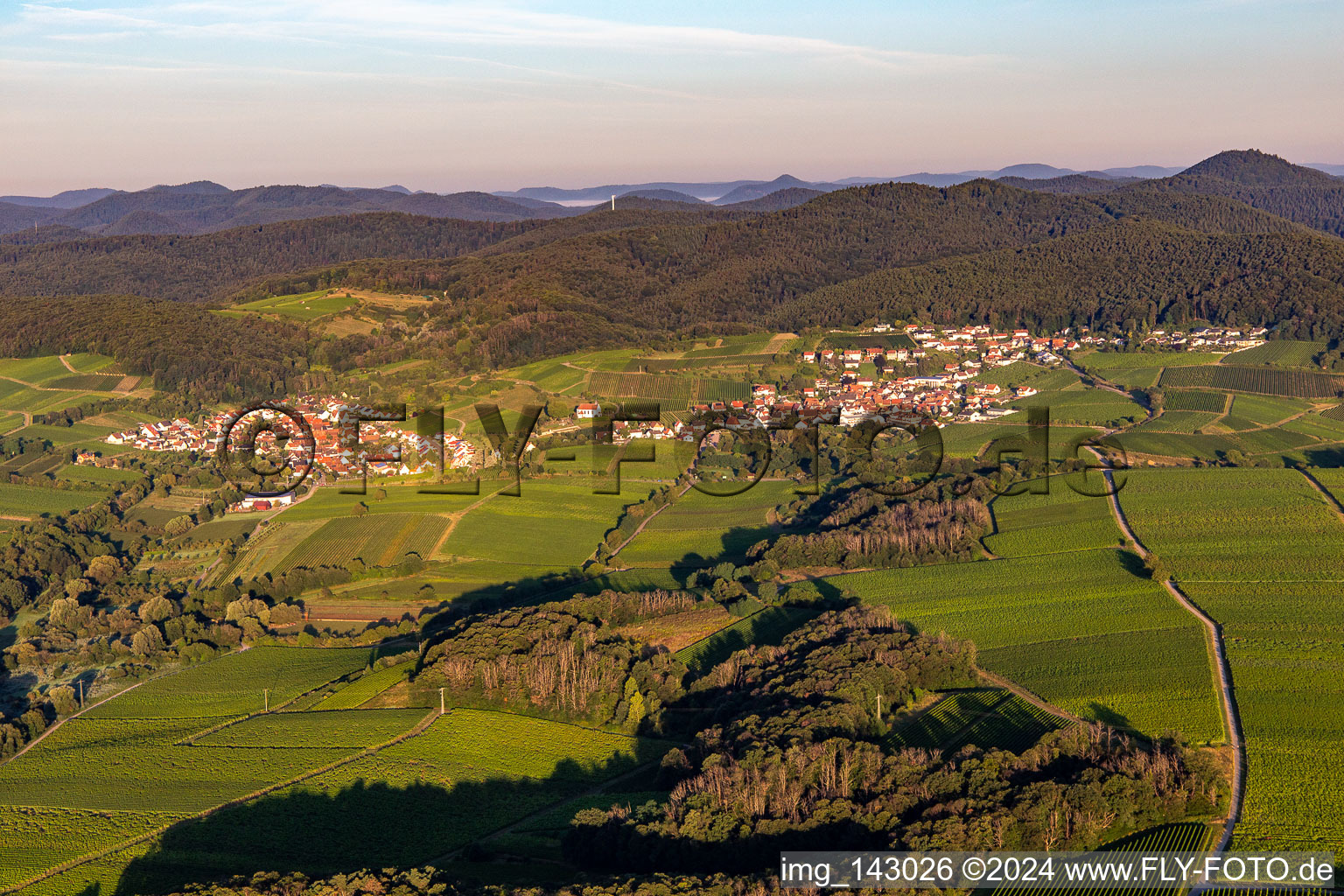 Gleiszellen von Osten in Gleiszellen-Gleishorbach im Bundesland Rheinland-Pfalz, Deutschland