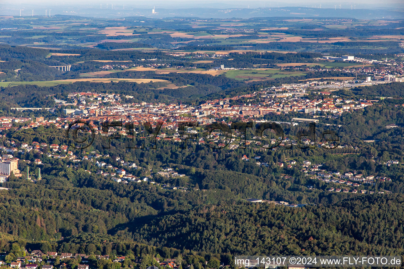 Pirmasens von Südosten im Bundesland Rheinland-Pfalz, Deutschland