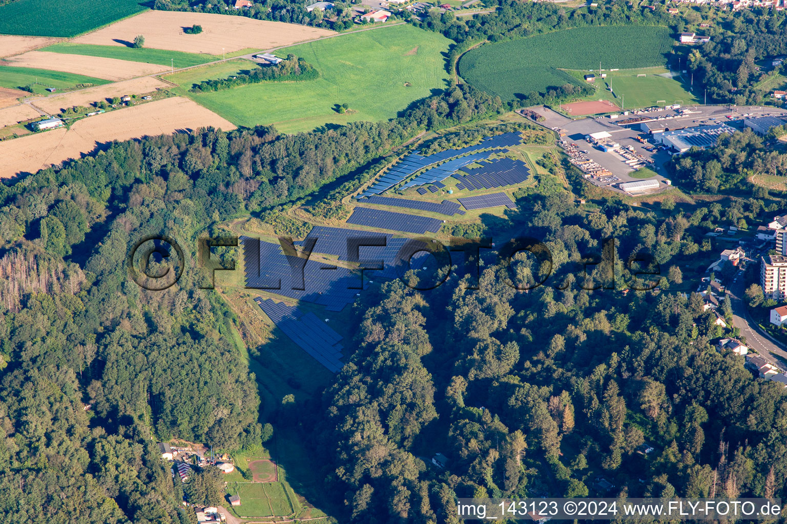 Solarpark in der Waldlichtung des Simter Bergs in Pirmasens im Bundesland Rheinland-Pfalz, Deutschland