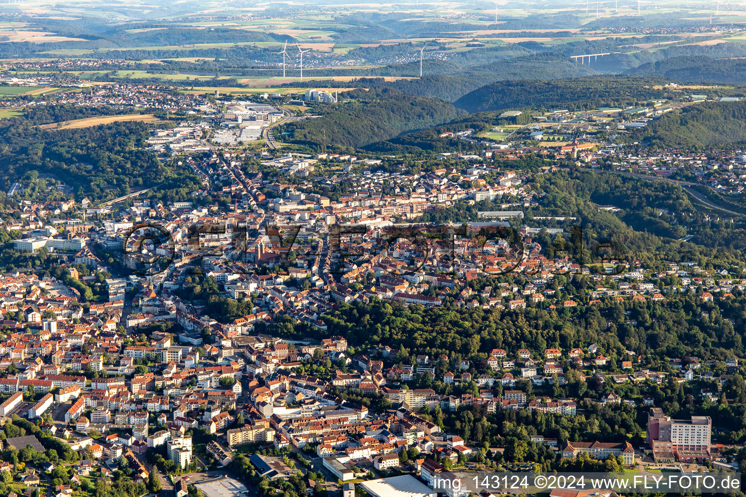 Pirmasens von Süden im Bundesland Rheinland-Pfalz, Deutschland