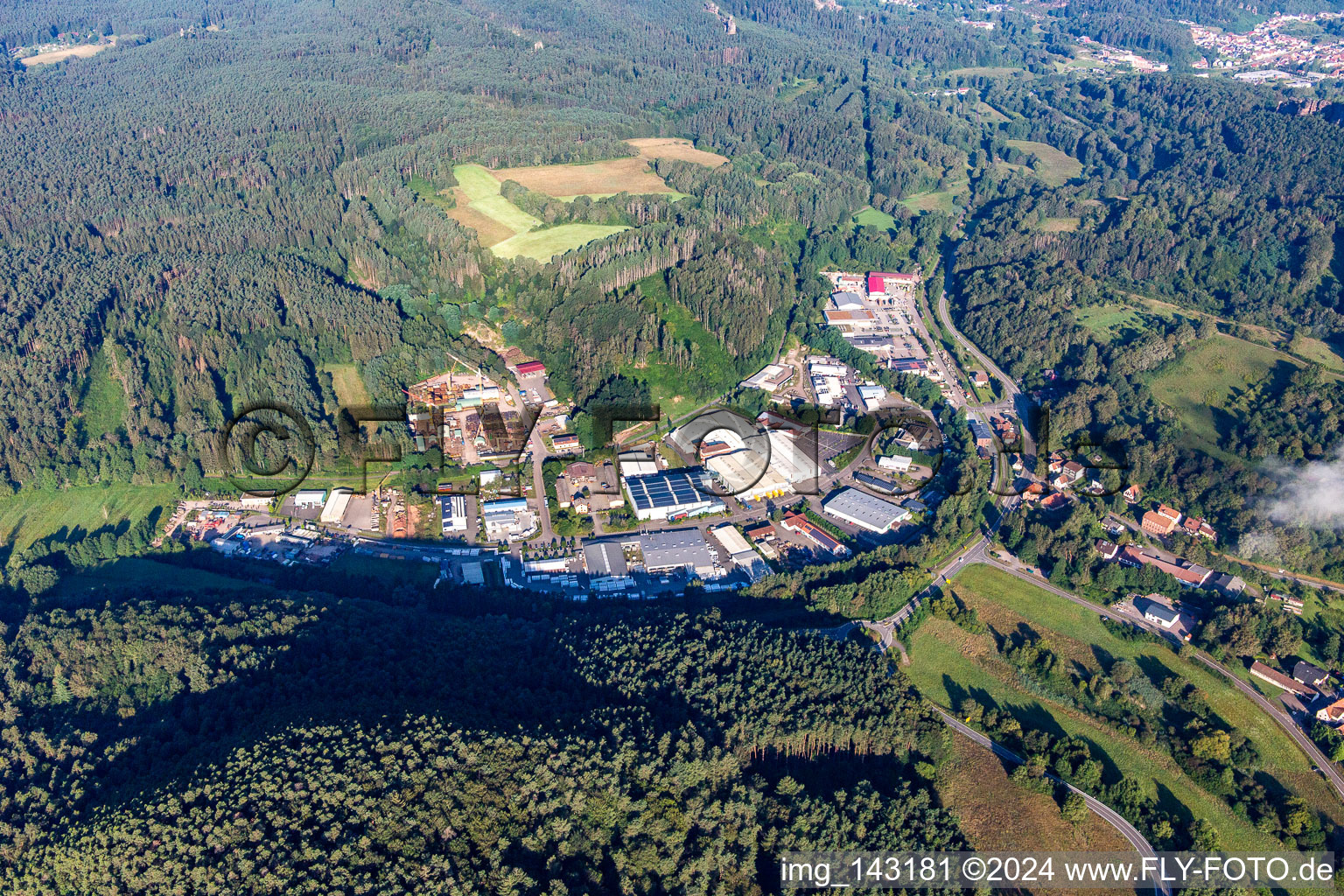 Schrägluftbild von Industriegebiet Reichenbach in Dahn im Bundesland Rheinland-Pfalz, Deutschland