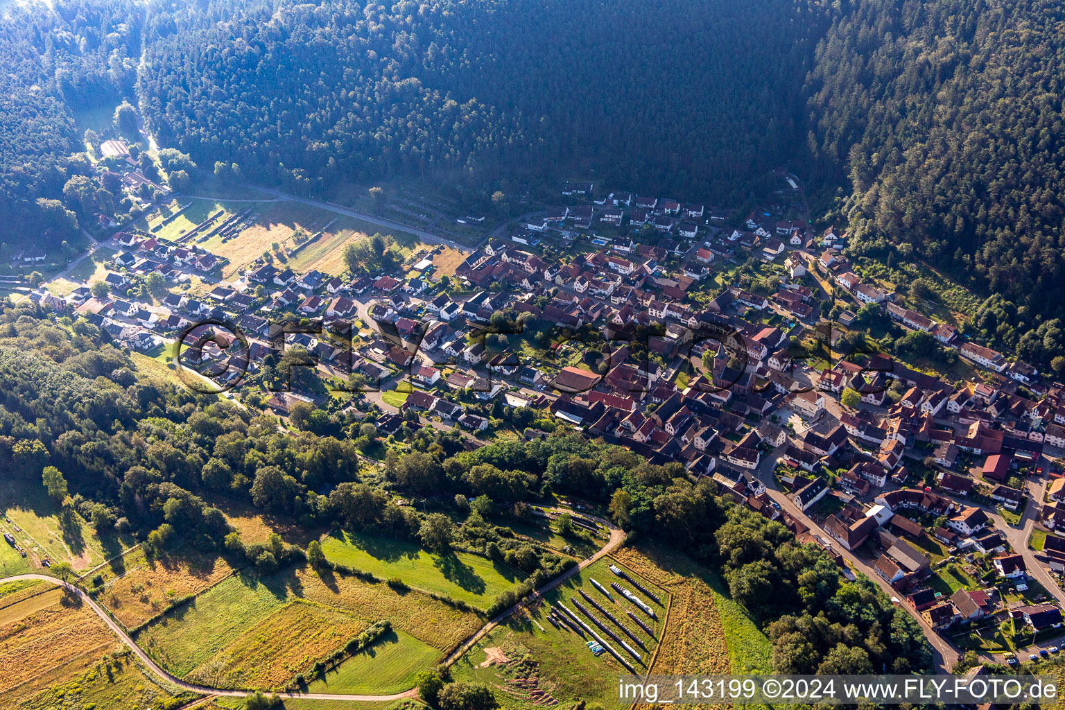 Vorderweidenthal von Nordwesten im Bundesland Rheinland-Pfalz, Deutschland von oben