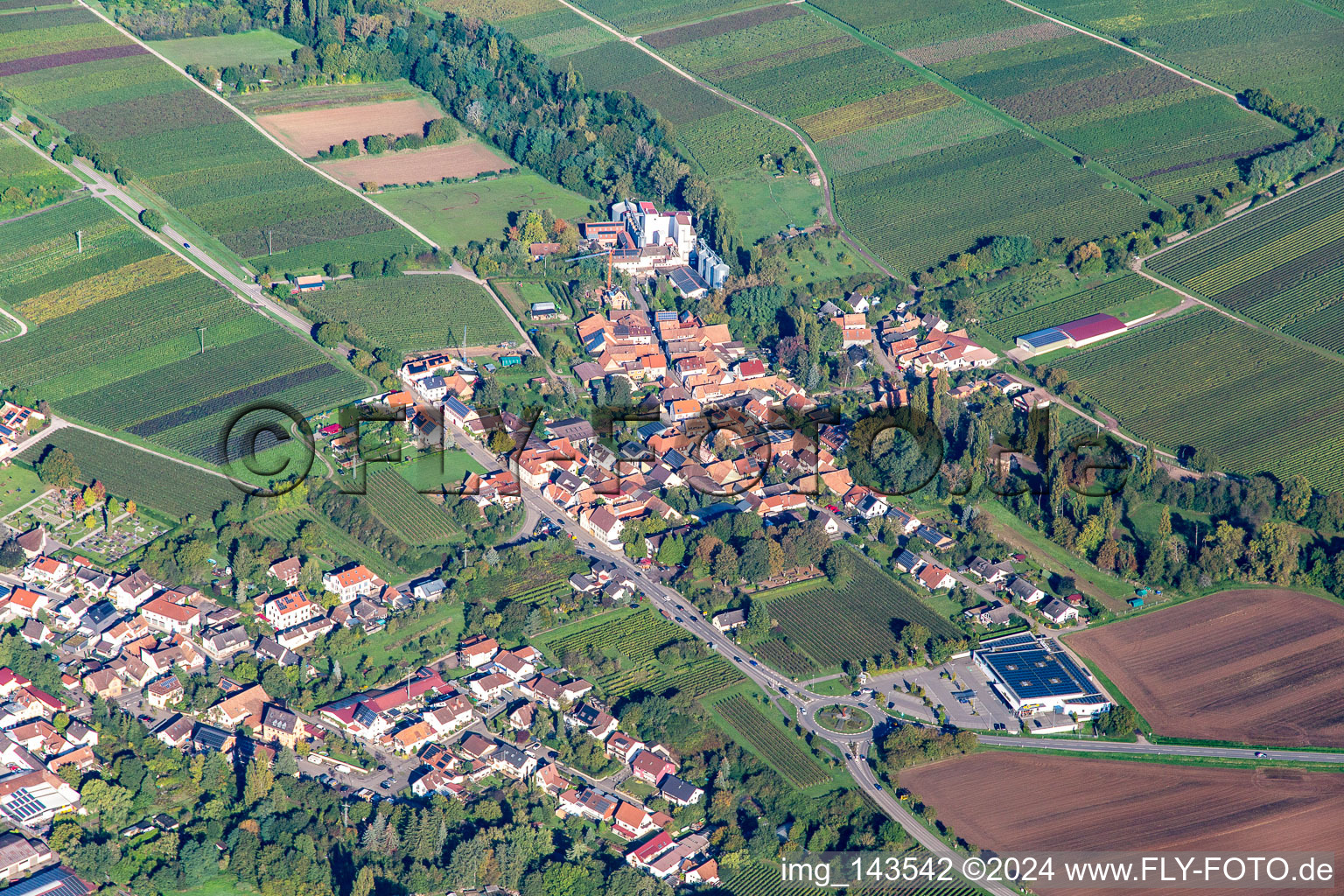 Ortschaft von Osten im Ortsteil Appenhofen in Billigheim-Ingenheim im Bundesland Rheinland-Pfalz, Deutschland