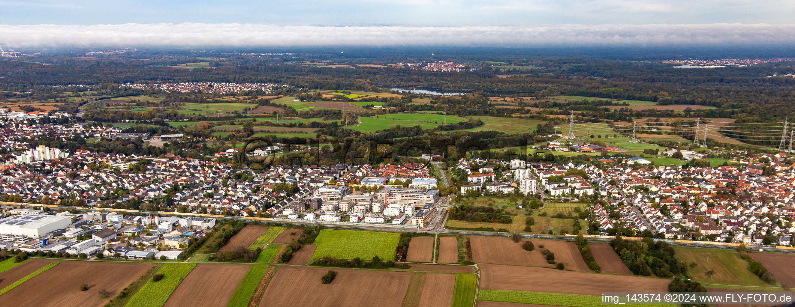 Ortschaften an der B36 im Ortsteil Mörsch in Rheinstetten im Bundesland Baden-Württemberg, Deutschland