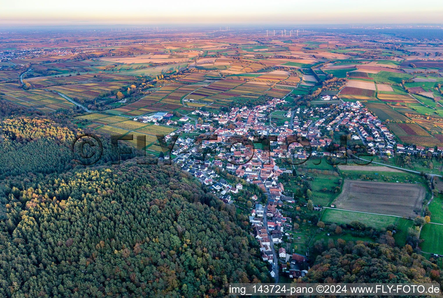 Luftbild von Ortsteil Rechtenbach in Schweigen-Rechtenbach im Bundesland Rheinland-Pfalz, Deutschland