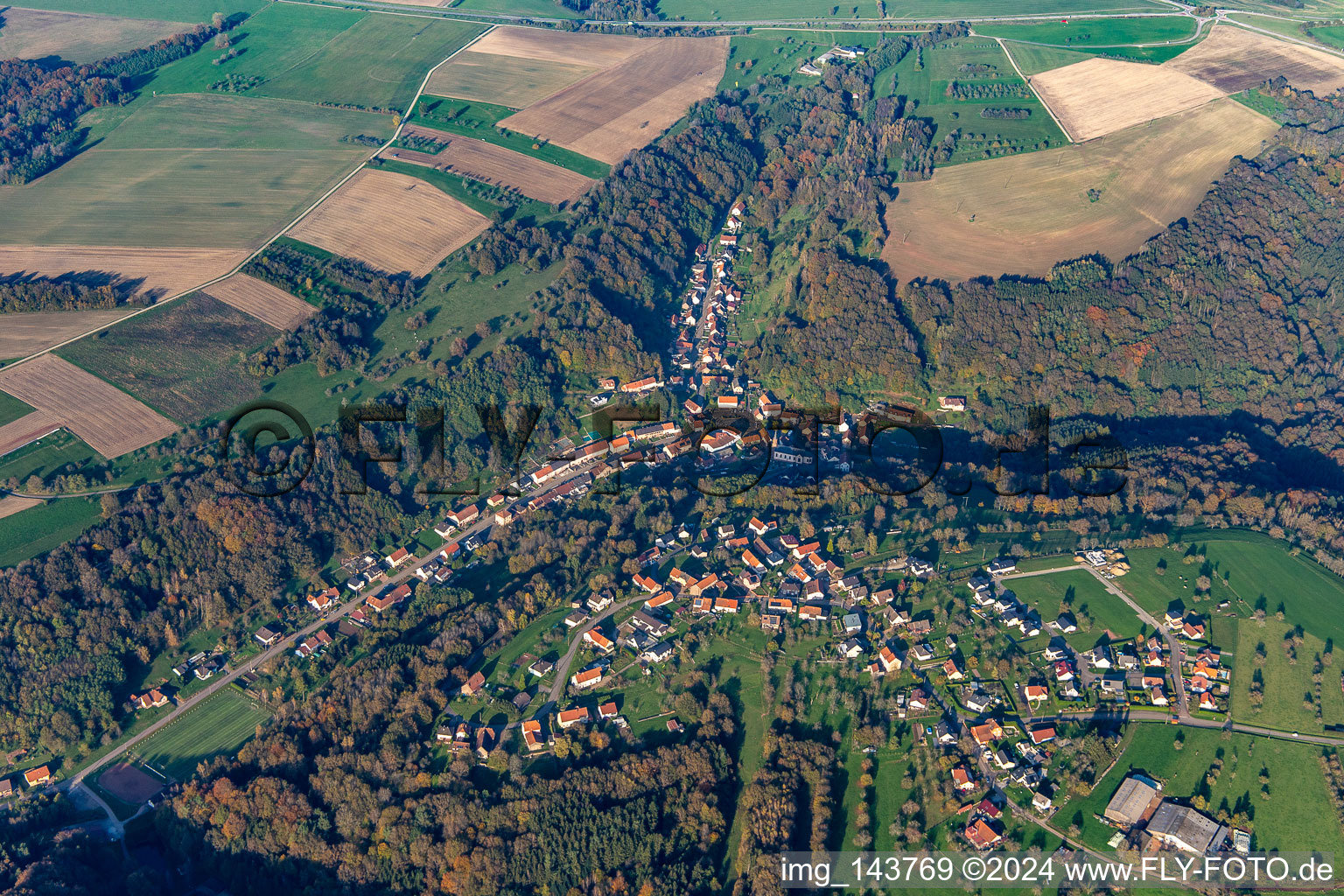 Hottviller im Bundesland Moselle, Frankreich von oben