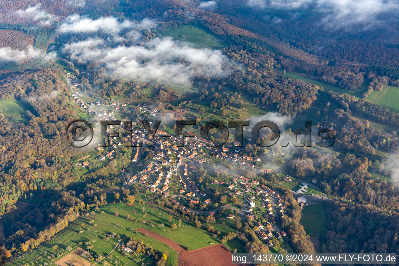 Schrägluftbild von Schorbach im Bundesland Moselle, Frankreich