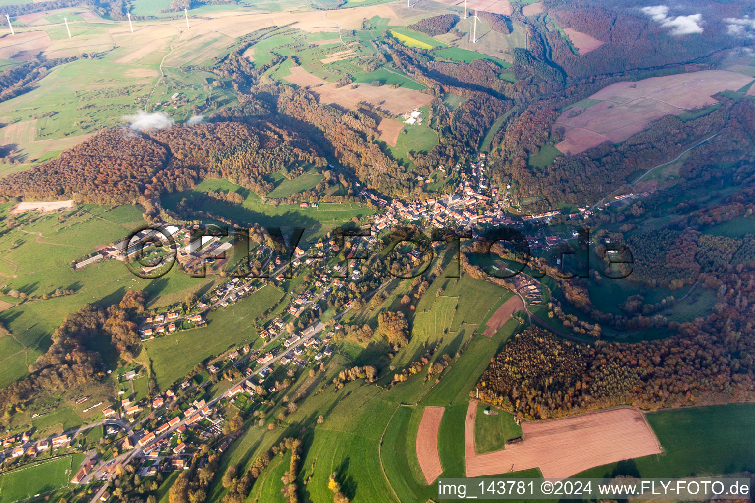 Luftbild von Walschbronn im Bundesland Moselle, Frankreich