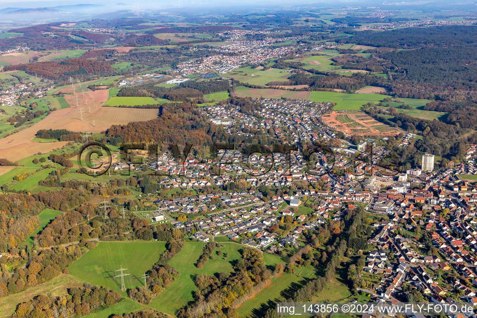 Ortsteil von Westen im Ortsteil Eichelscheiderhof in Waldmohr im Bundesland Rheinland-Pfalz, Deutschland