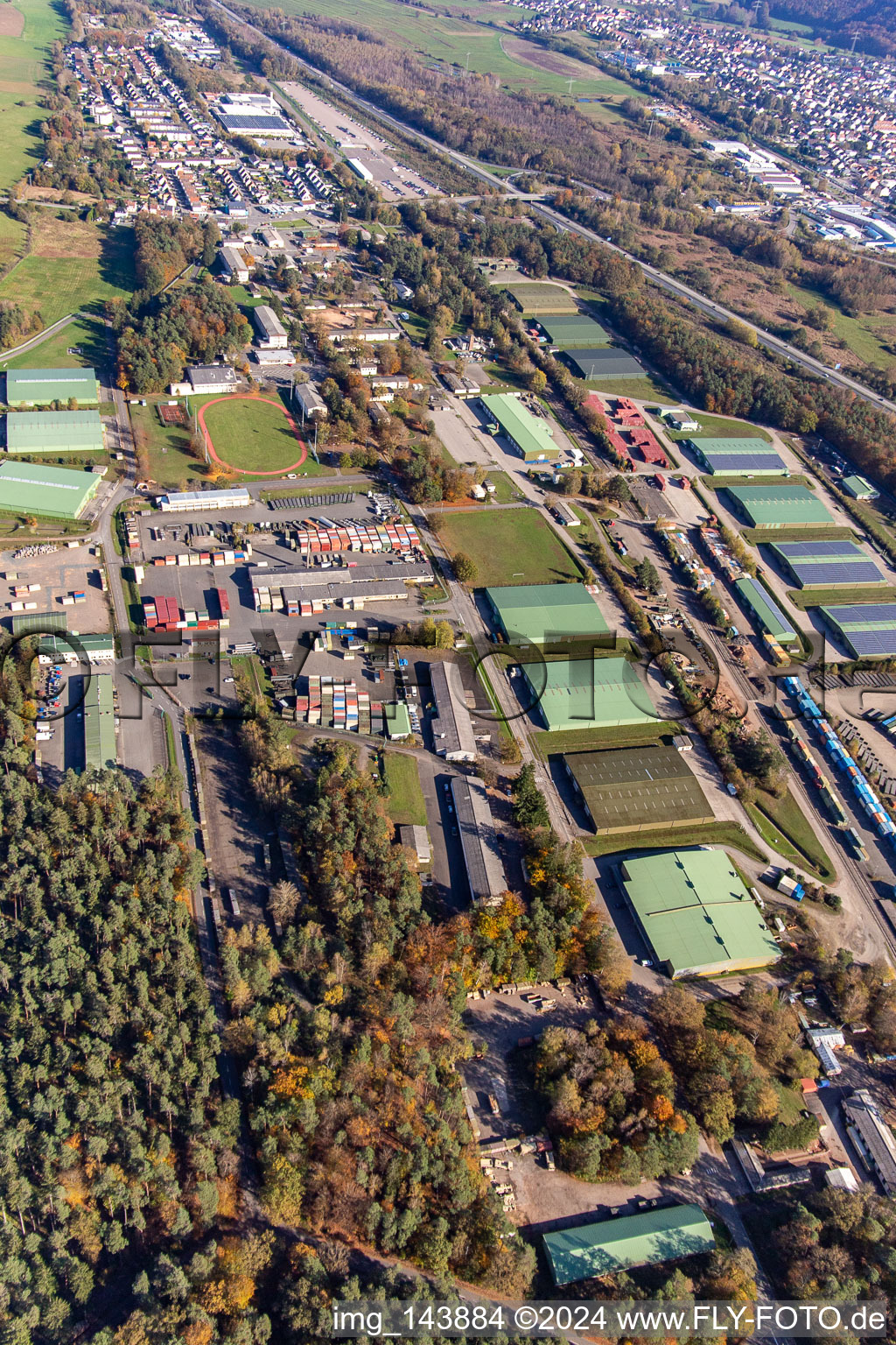 Luftaufnahme von US Militärdepot Miesau CDC und Ammunition Depot Europe - Miesau im Ortsteil Vogelbach in Bruchmühlbach-Miesau im Bundesland Rheinland-Pfalz, Deutschland