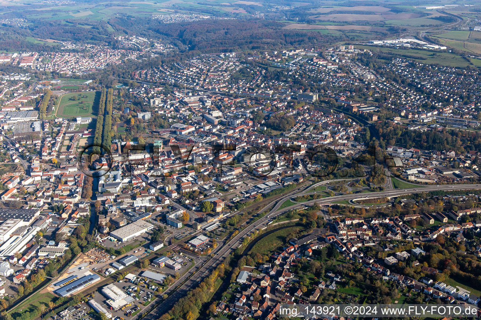 Zentrum von Westen in Zweibrücken im Bundesland Rheinland-Pfalz, Deutschland