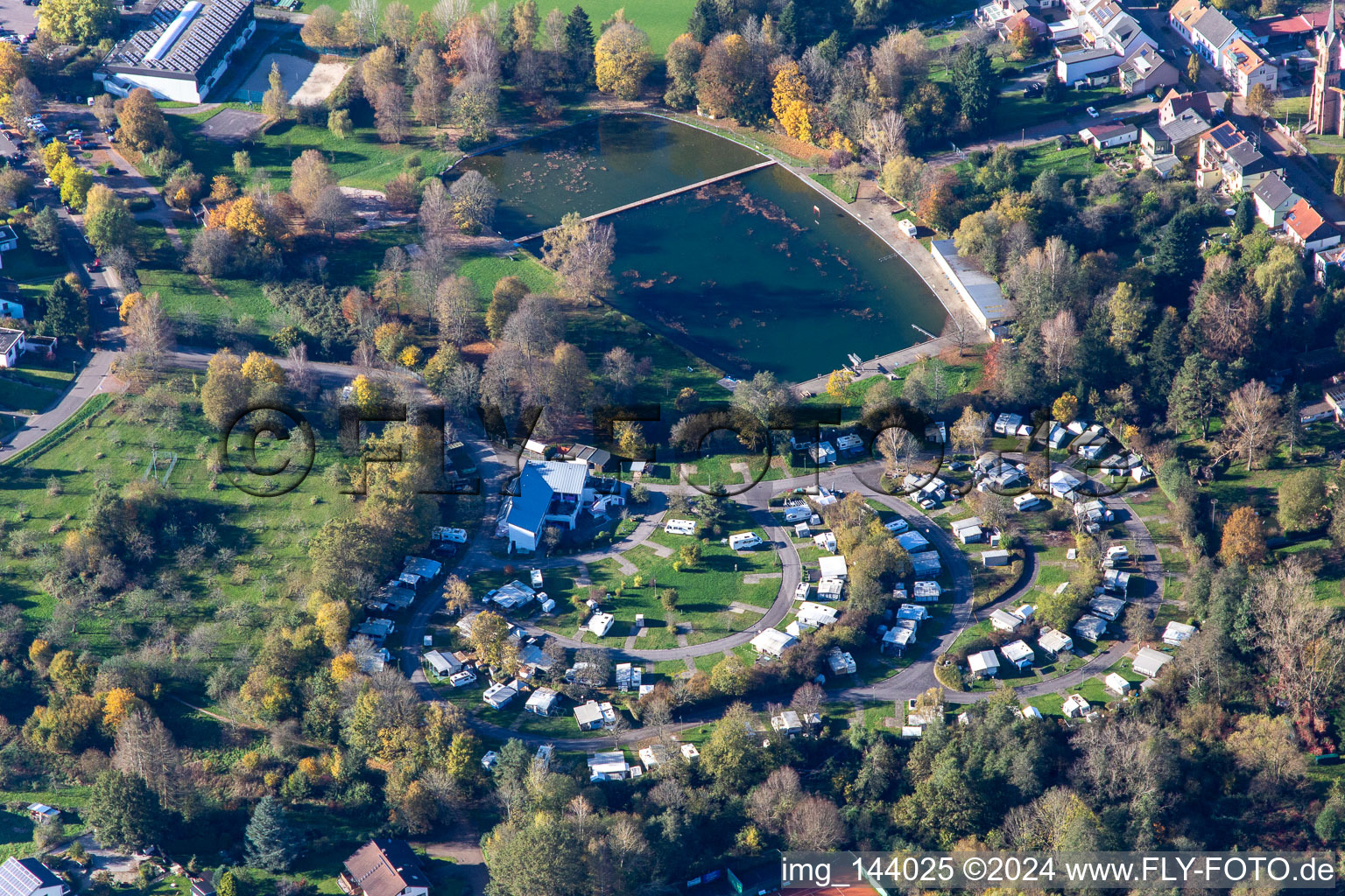 Caravanplatz Mühlenweiher im Ortsteil Kirkel-Neuhäusel im Bundesland Saarland, Deutschland