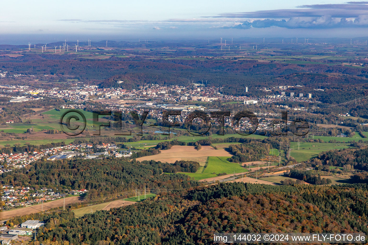 Stadt von Westen in Homburg im Bundesland Saarland, Deutschland