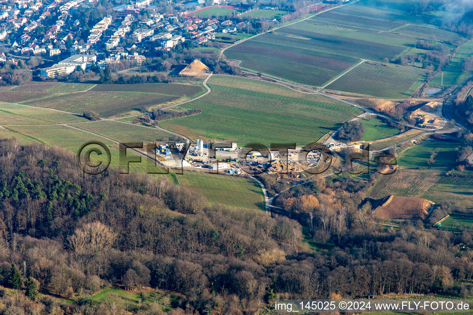 Tunnelbaustelle in Dörrenbach im Bundesland Rheinland-Pfalz, Deutschland aus der Vogelperspektive