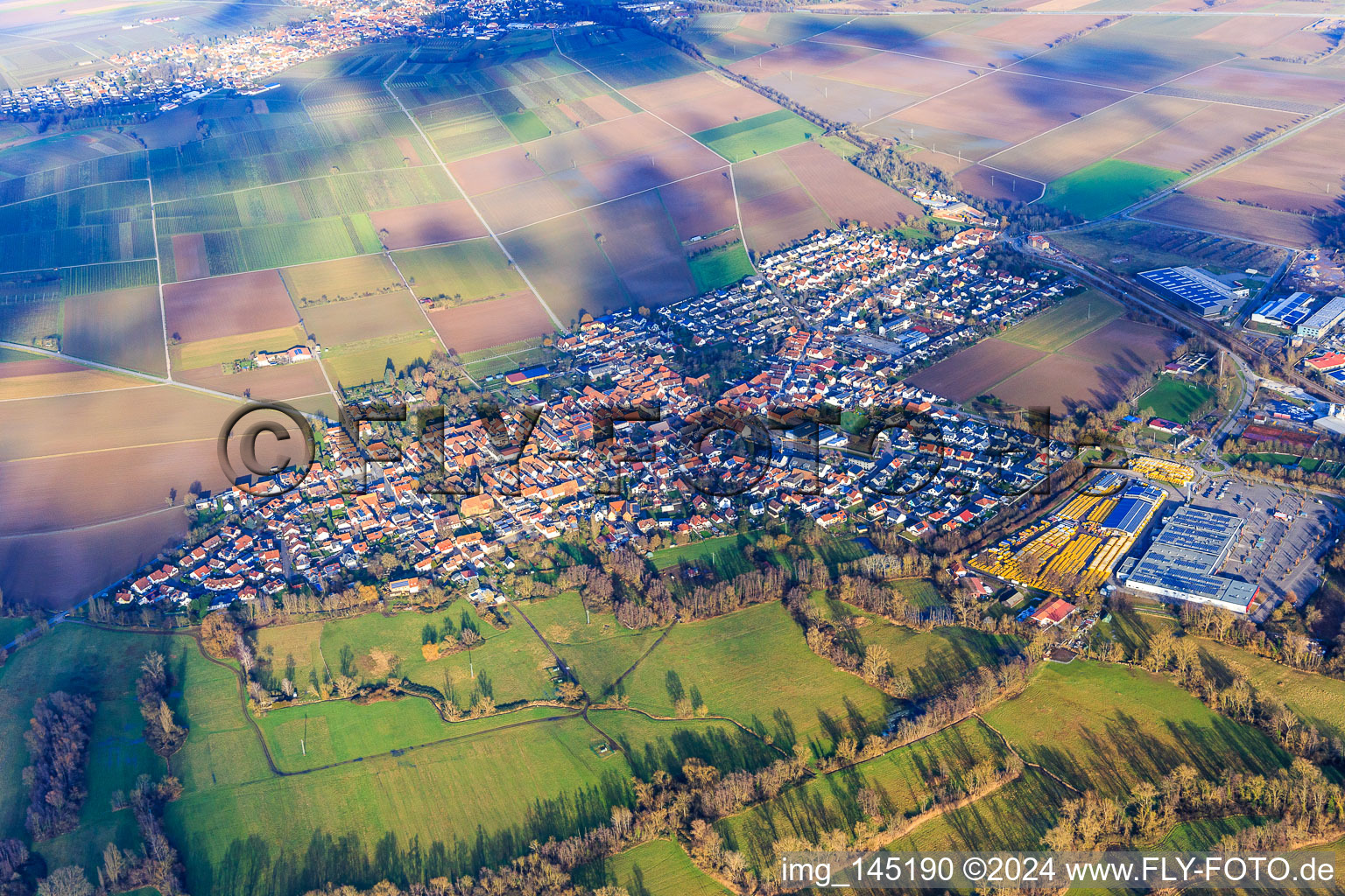 Luftbild von Ortsansicht von Südwesten in Rohrbach im Bundesland Rheinland-Pfalz, Deutschland