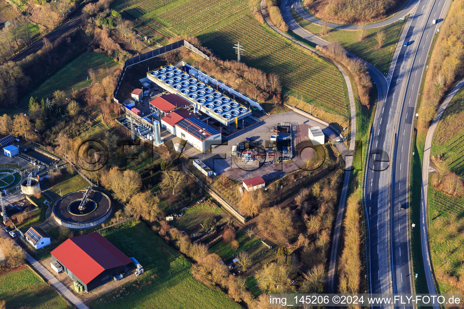 Luftaufnahme von Geothermiekraftwerk Insheim im Bundesland Rheinland-Pfalz, Deutschland