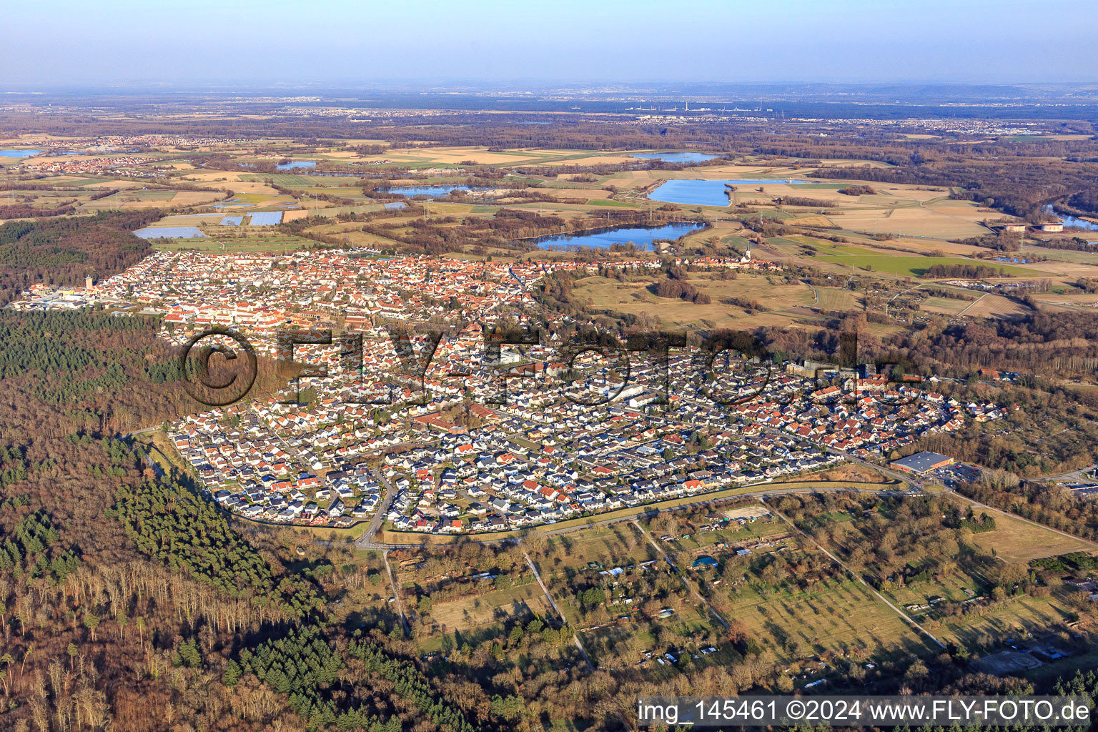 Stadtansicht aus Westen in Kandel im Bundesland Rheinland-Pfalz, Deutschland