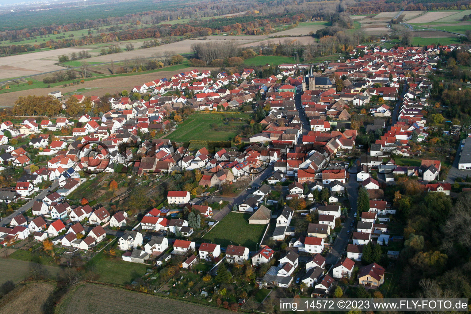 Geinsheim im Bundesland Rheinland-Pfalz, Deutschland von oben gesehen
