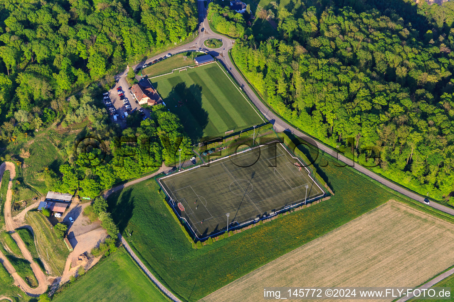 Stadion des A.S. Montbronn in Rahling im Bundesland Moselle, Frankreich