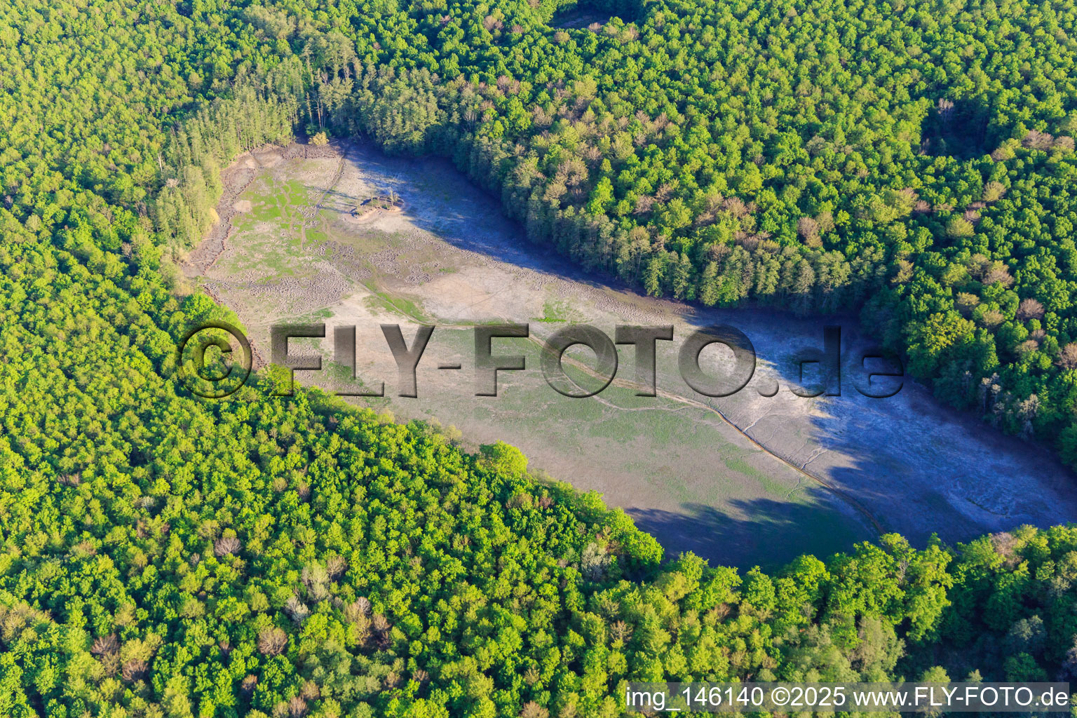 Gross Schwarzweiher ohne Wasser in Niederstinzel im Bundesland Moselle, Frankreich
