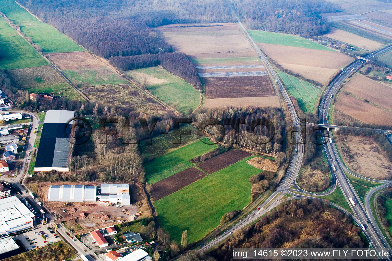 Kandel, Minderslachen Industriegebiet Am Horst im Bundesland Rheinland-Pfalz, Deutschland von oben gesehen