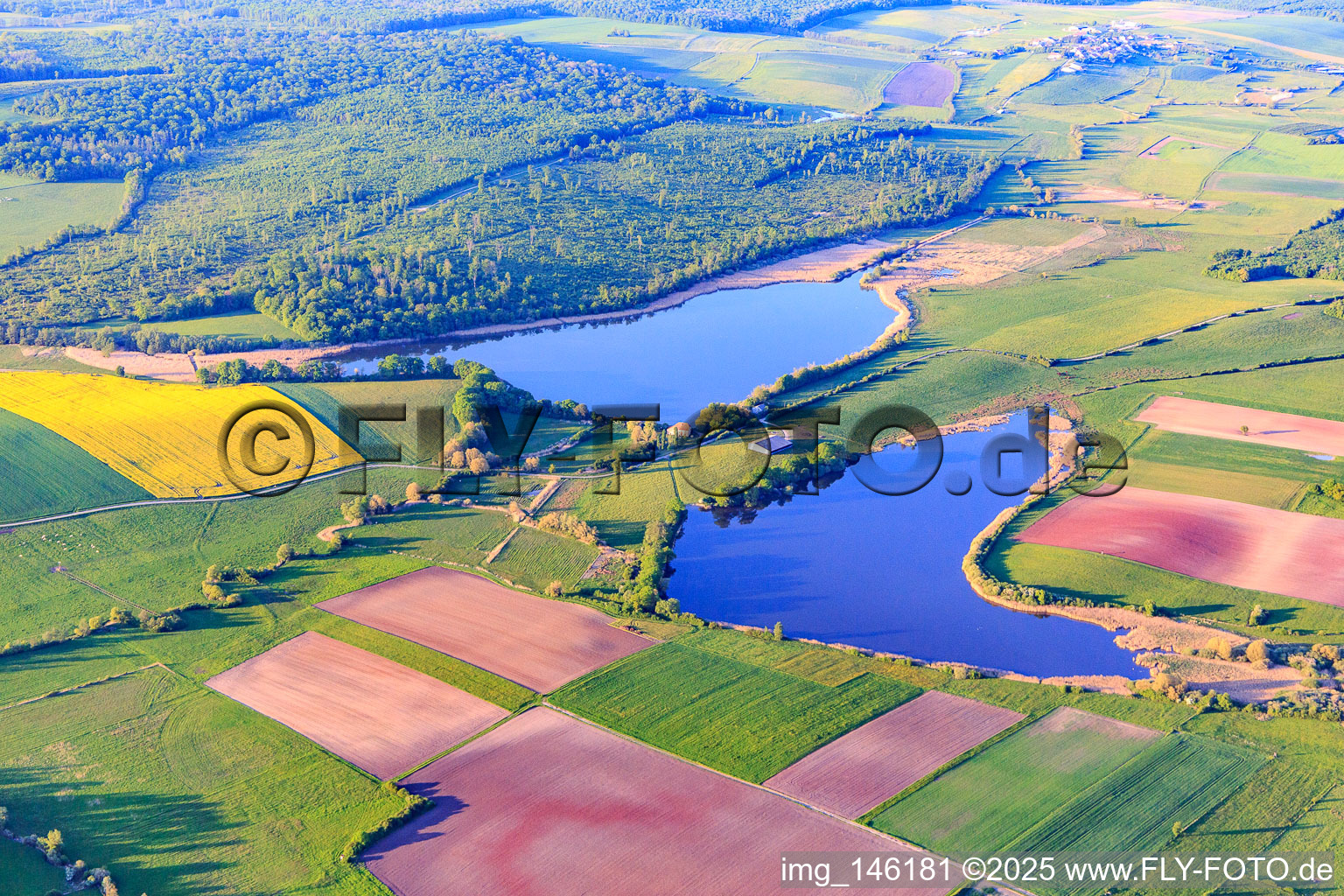 Étang de Nolweyer und Haut Weyer aus Südosten in Belles-Forêts im Bundesland Moselle, Frankreich