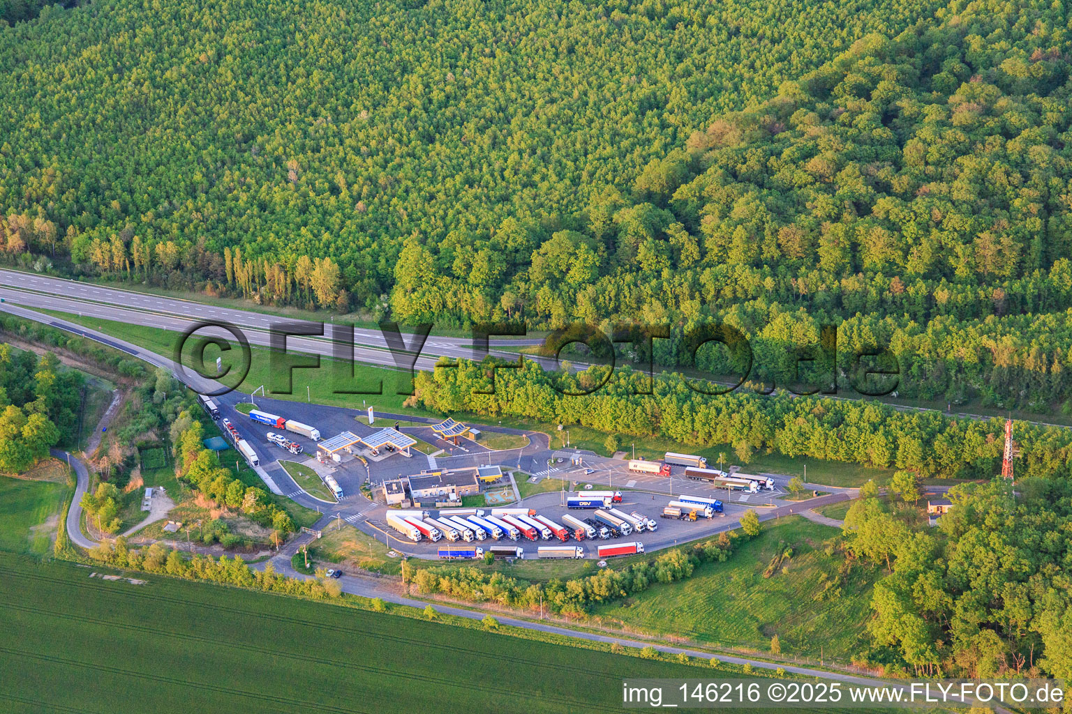 Raststätte Aire de Keskastel Ouest an der Autobahn A4 im Bundesland Bas-Rhin, Frankreich