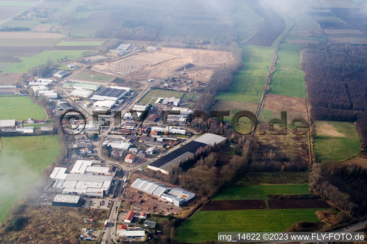 Kandel, Minderslachen Industriegebiet Am Horst im Bundesland Rheinland-Pfalz, Deutschland aus der Vogelperspektive
