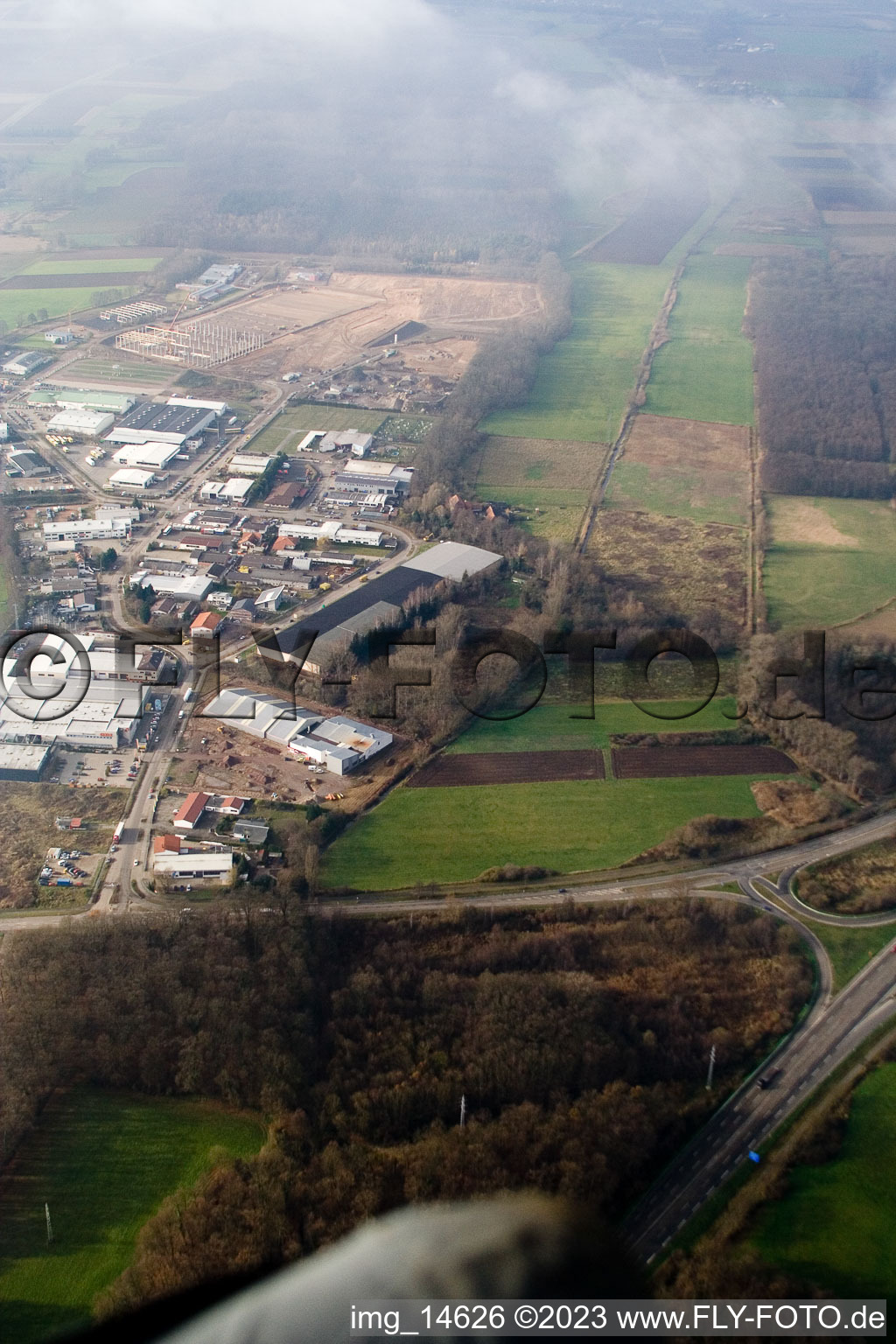 Kandel, Minderslachen Industriegebiet Am Horst im Bundesland Rheinland-Pfalz, Deutschland aus der Luft betrachtet