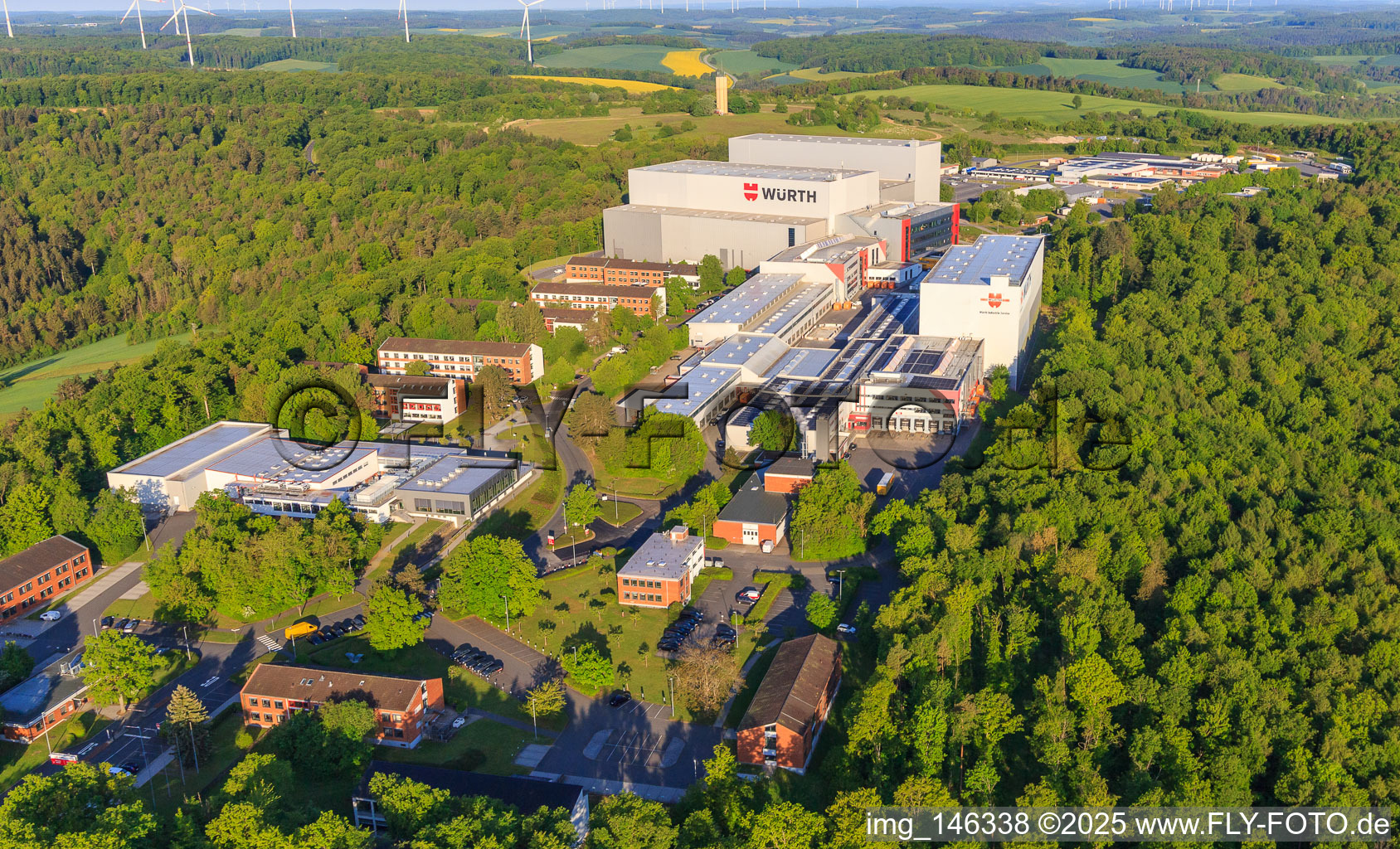 Würth Industrie Service GmbH & Co. KG auf dem Drillberg aus Osten in Bad Mergentheim im Bundesland Baden-Württemberg, Deutschland