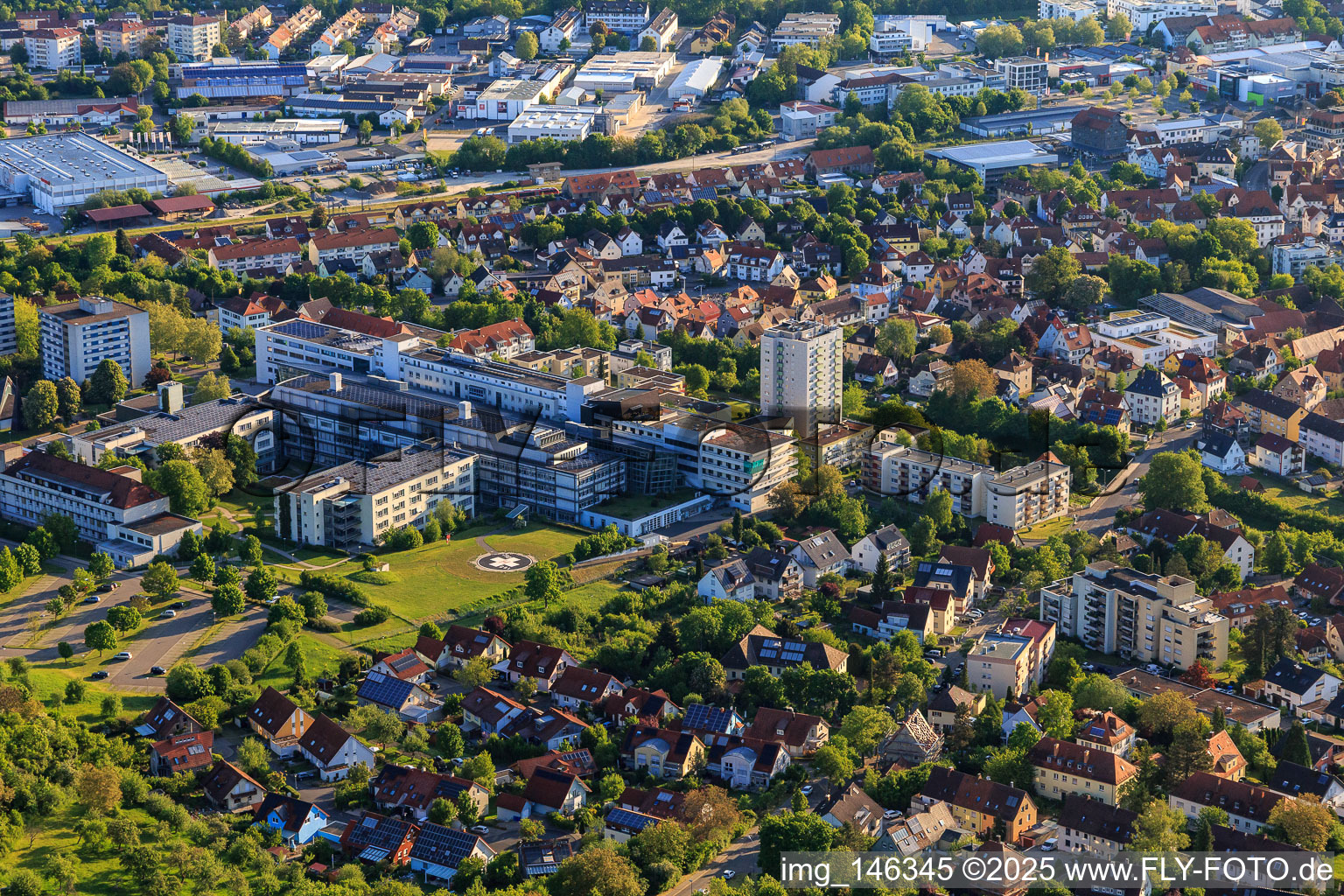 Caritas-Krankenhaus Bad Mergentheim gGmbH mit Hubschrauberlandeplatz im Bundesland Baden-Württemberg, Deutschland