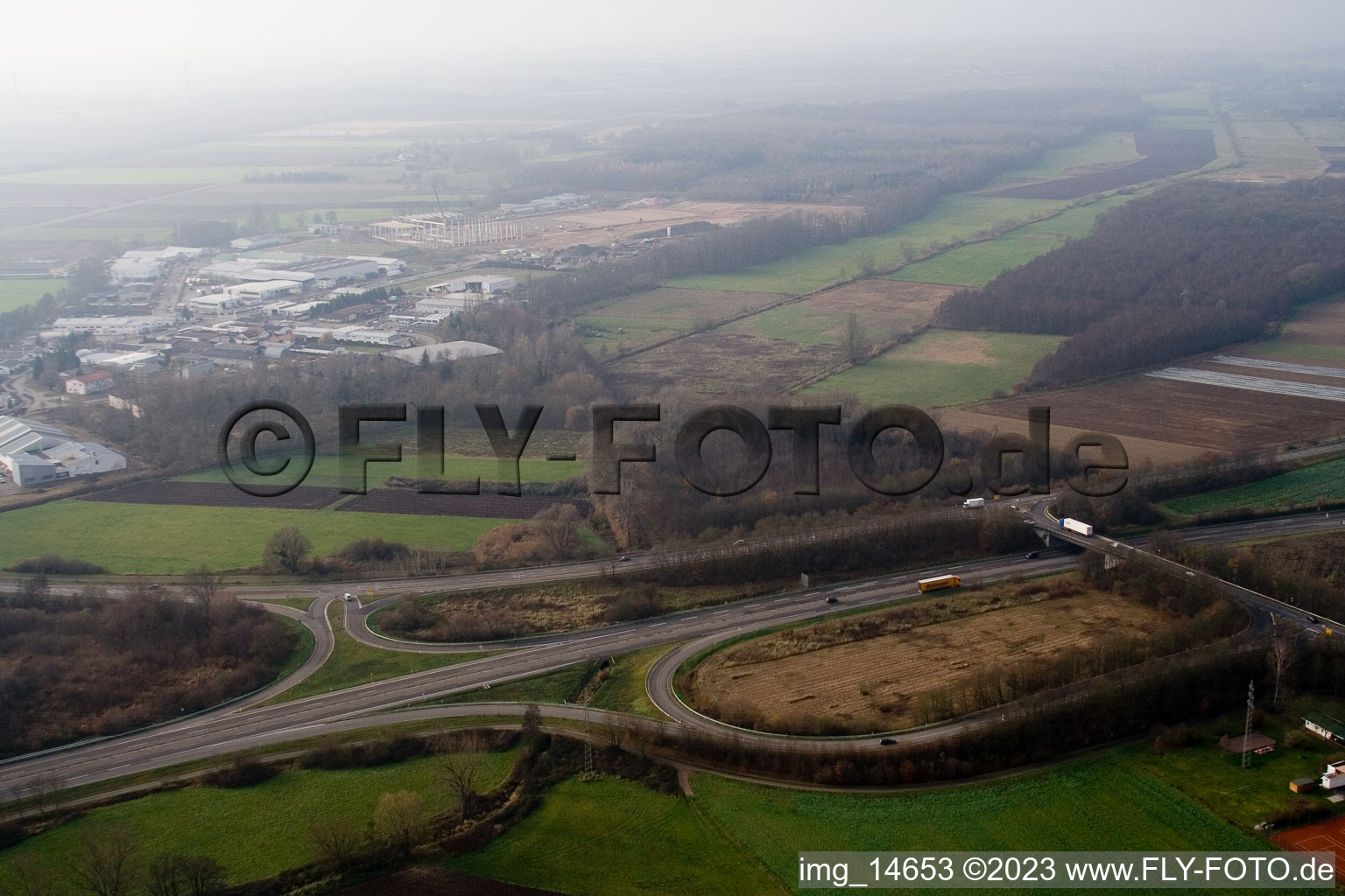 Drohnenaufname von Kandel, Minderslachen Industriegebiet Am Horst im Bundesland Rheinland-Pfalz, Deutschland