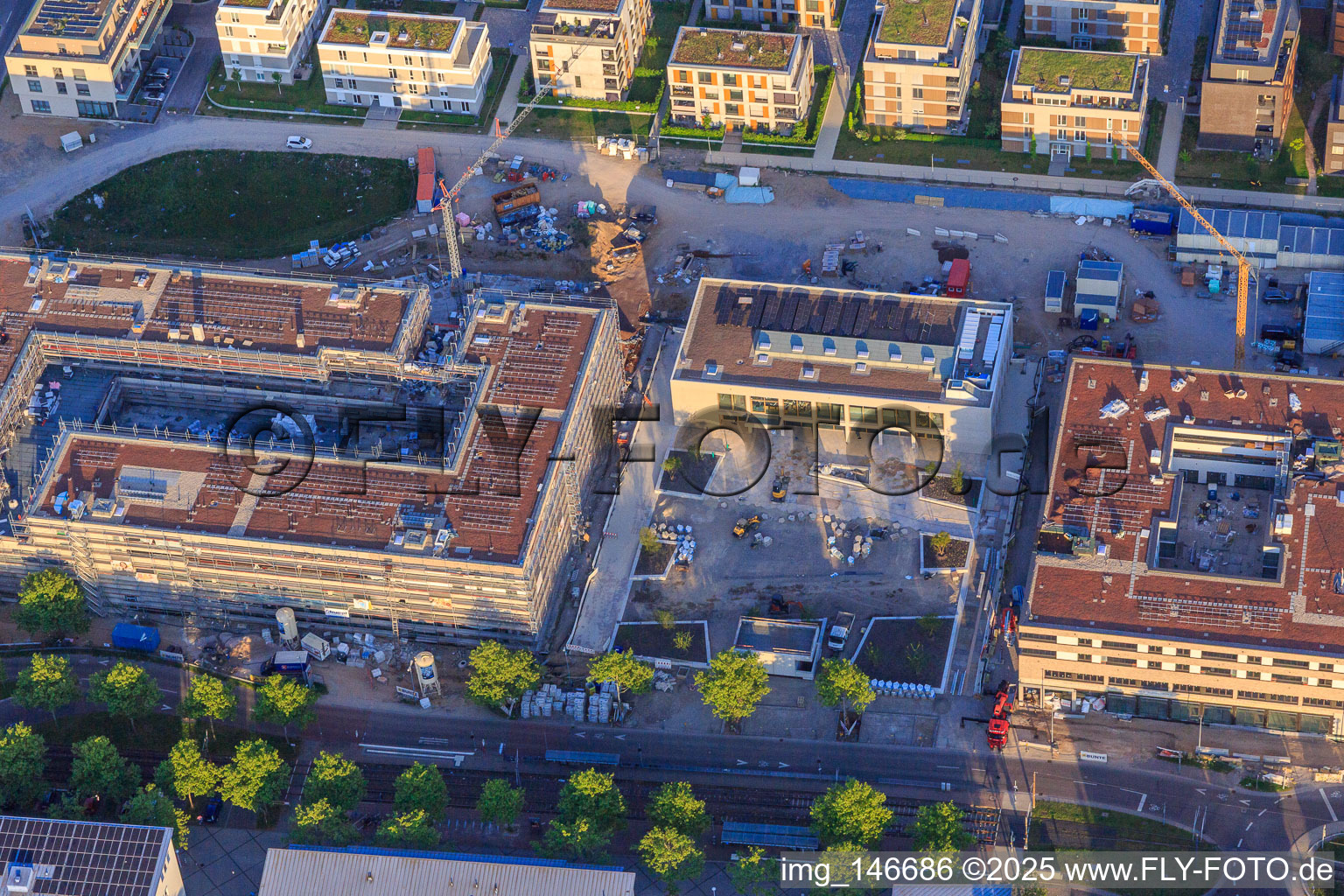 Luftbild von Neubauten Emil-Wachter-Straße im Ortsteil Mörsch in Rheinstetten im Bundesland Baden-Württemberg, Deutschland