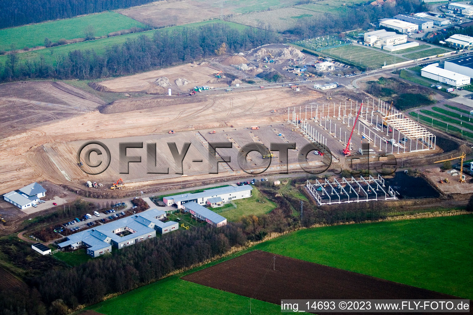 Kandel, Minderslachen Industriegebiet Am Horst im Bundesland Rheinland-Pfalz, Deutschland aus der Drohnenperspektive