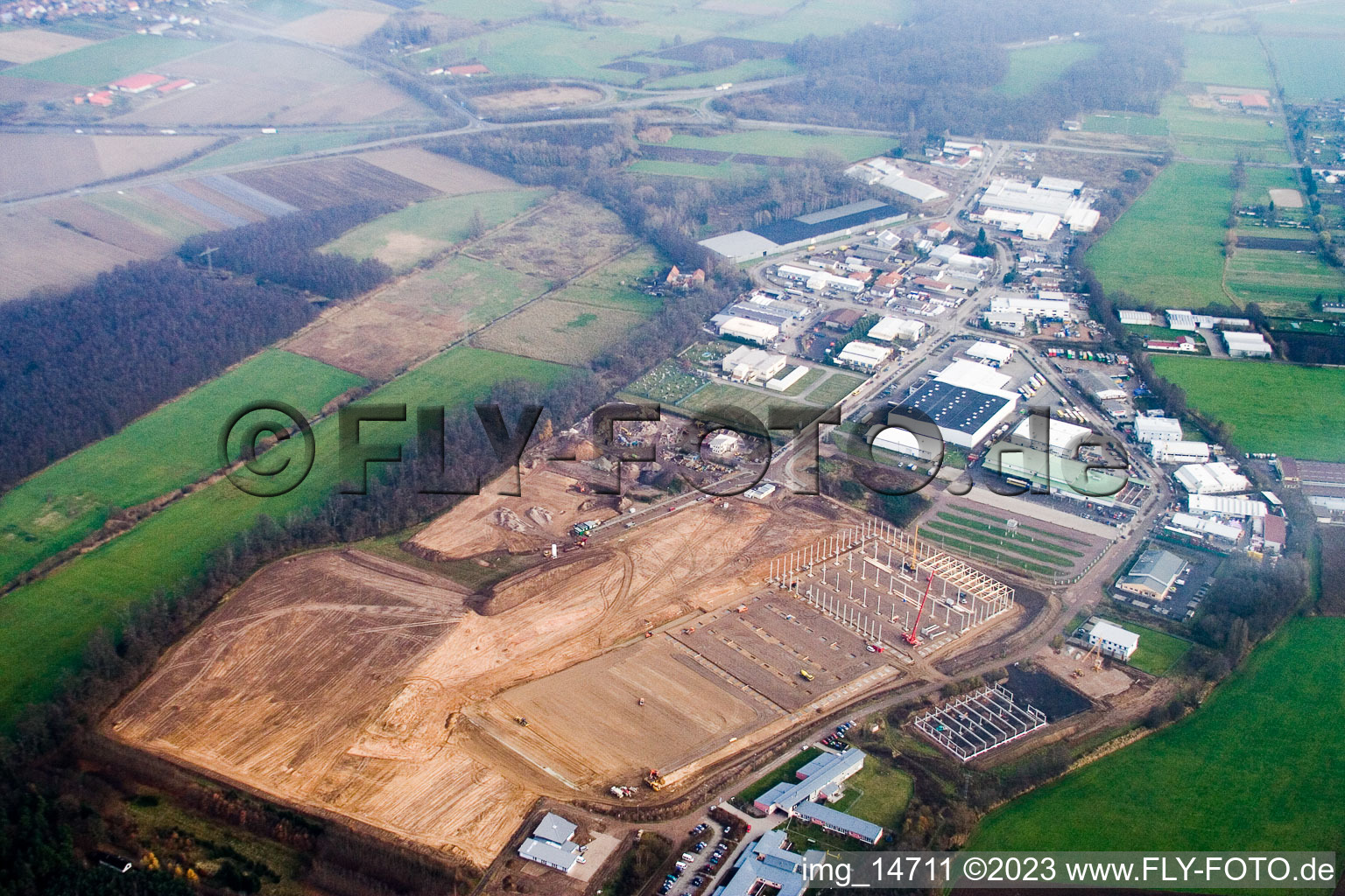 Kandel, Minderslachen Industriegebiet Am Horst im Bundesland Rheinland-Pfalz, Deutschland von einer Drohne aus