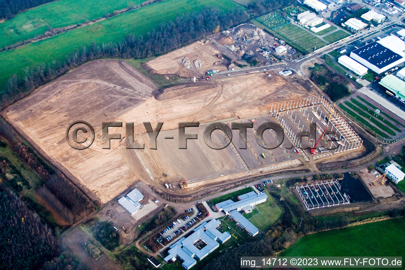 Kandel, Minderslachen Industriegebiet Am Horst im Bundesland Rheinland-Pfalz, Deutschland von der Drohne aus gesehen