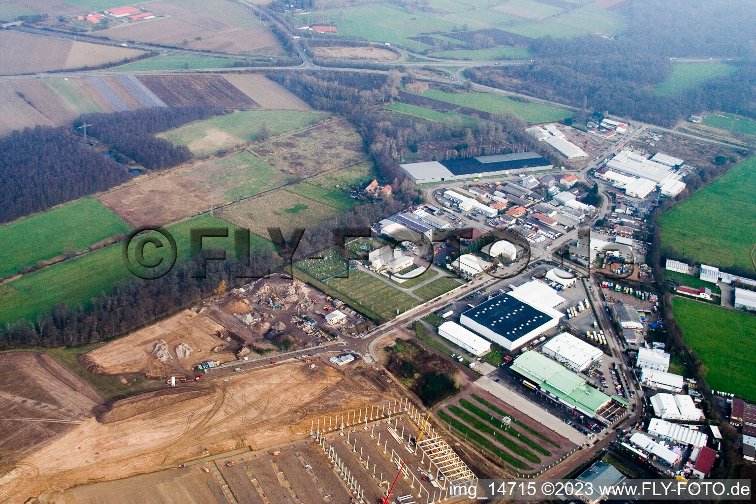 Luftbild von Kandel, Minderslachen Industriegebiet Am Horst im Bundesland Rheinland-Pfalz, Deutschland
