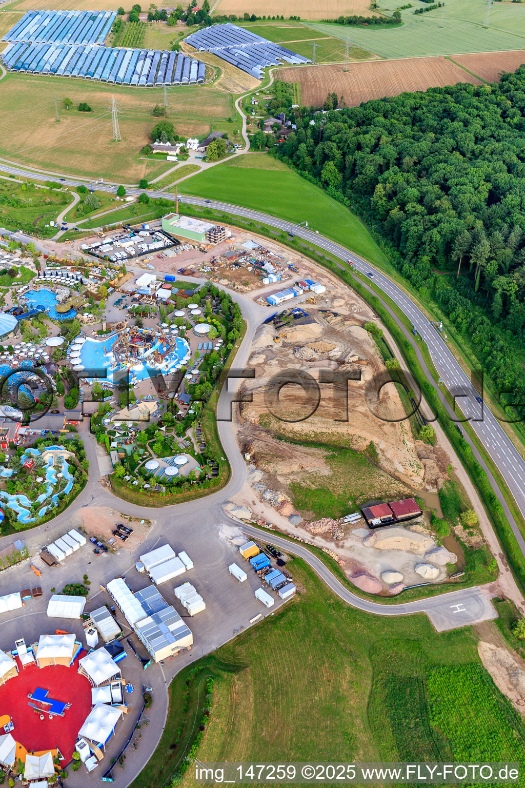 Erweiterungsbaustelle im Süden von Rulantica im Europapark Rust im Bundesland Baden-Württemberg, Deutschland