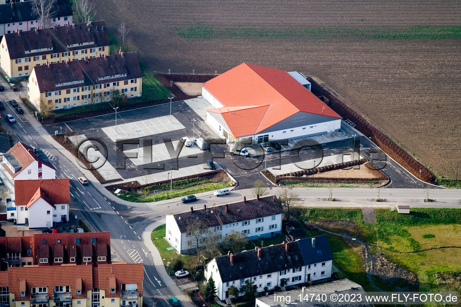Luftaufnahme von Kandel, Am Höhenweg, Neubau Netto-Markt im Bundesland Rheinland-Pfalz, Deutschland