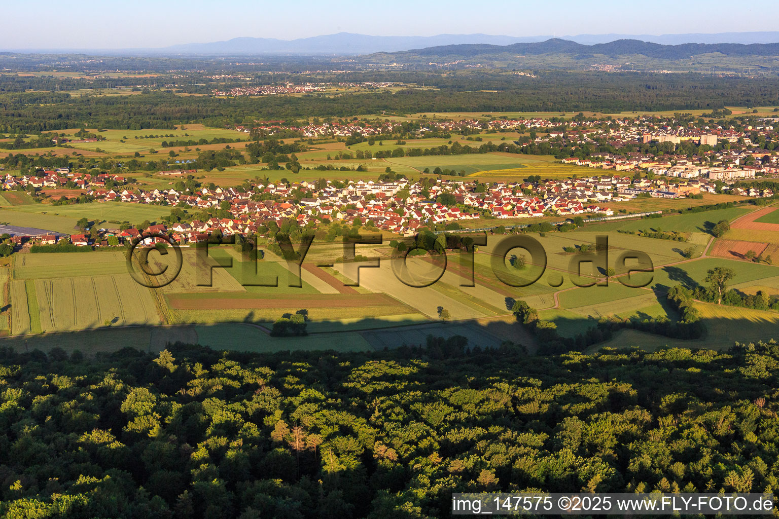 Ortsansicht aus Osten im Ortsteil Kollmarsreute in Emmendingen im Bundesland Baden-Württemberg, Deutschland
