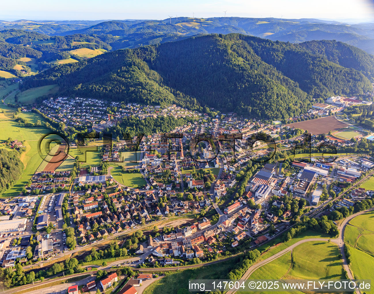 Ortsübersicht aus Süden im Ortsteil Kollnau in Waldkirch im Bundesland Baden-Württemberg, Deutschland