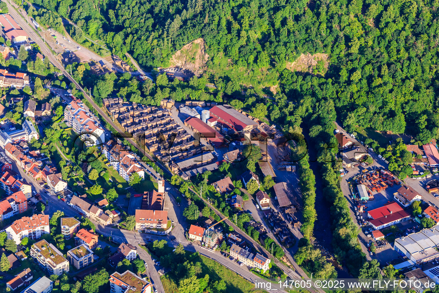 Luftbild von Laubholz-Sägewerk Blum GmbH im Ortsteil Kollnau in Waldkirch im Bundesland Baden-Württemberg, Deutschland