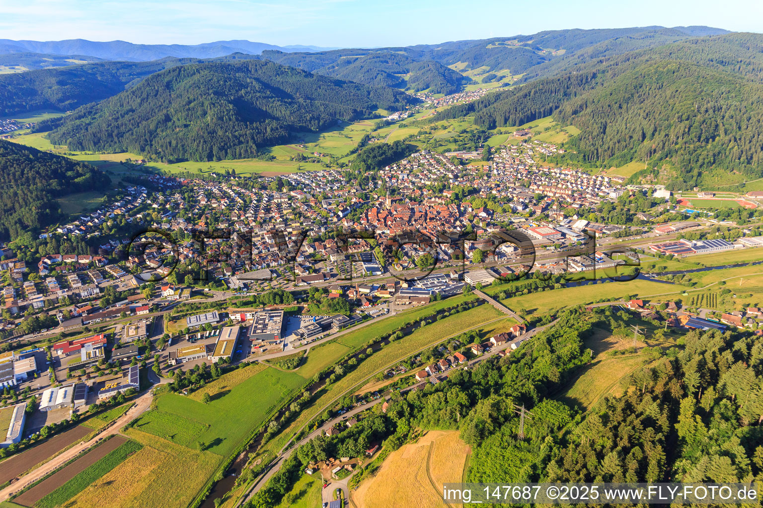 Stadtsansicht aus Norden in Haslach im Kinzigtal im Bundesland Baden-Württemberg, Deutschland