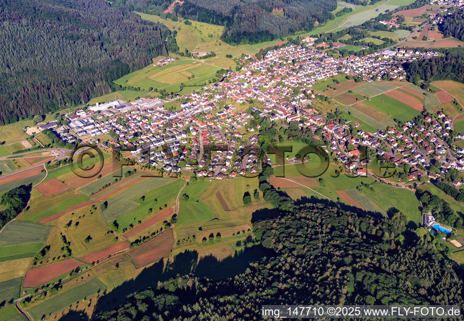 Ortsansicht im Schuttertal aus Osten im Ortsteil Reichenbach in Lahr im Bundesland Baden-Württemberg, Deutschland
