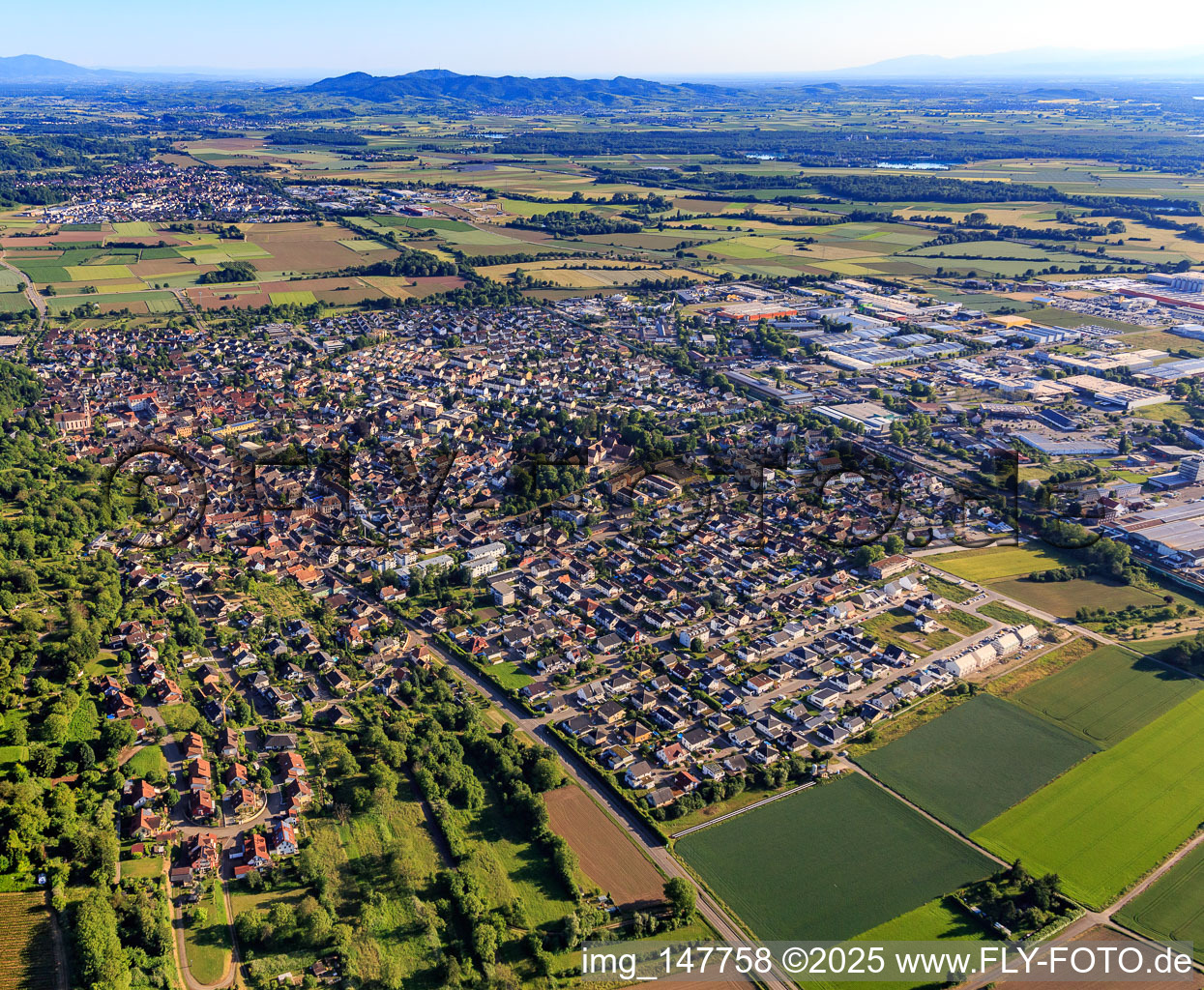 Stadtansicht von Norden in Herbolzheim im Bundesland Baden-Württemberg, Deutschland