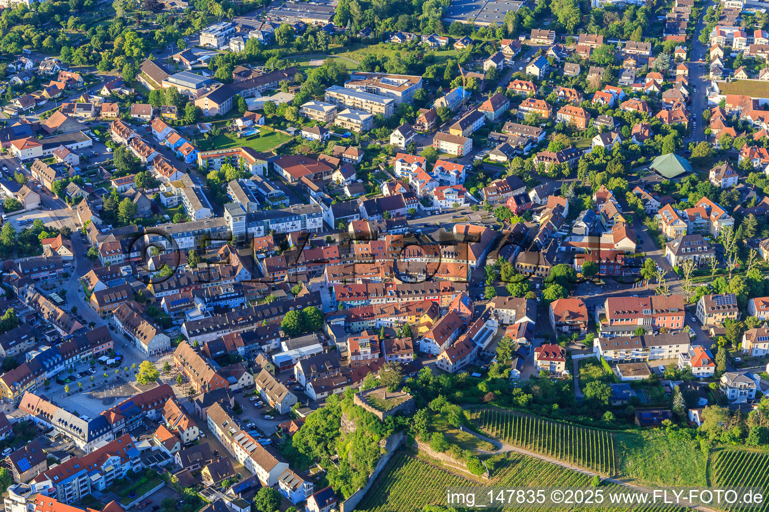 Ortszentrum unterm Eckartsberg in Breisach am Rhein im Bundesland Baden-Württemberg, Deutschland