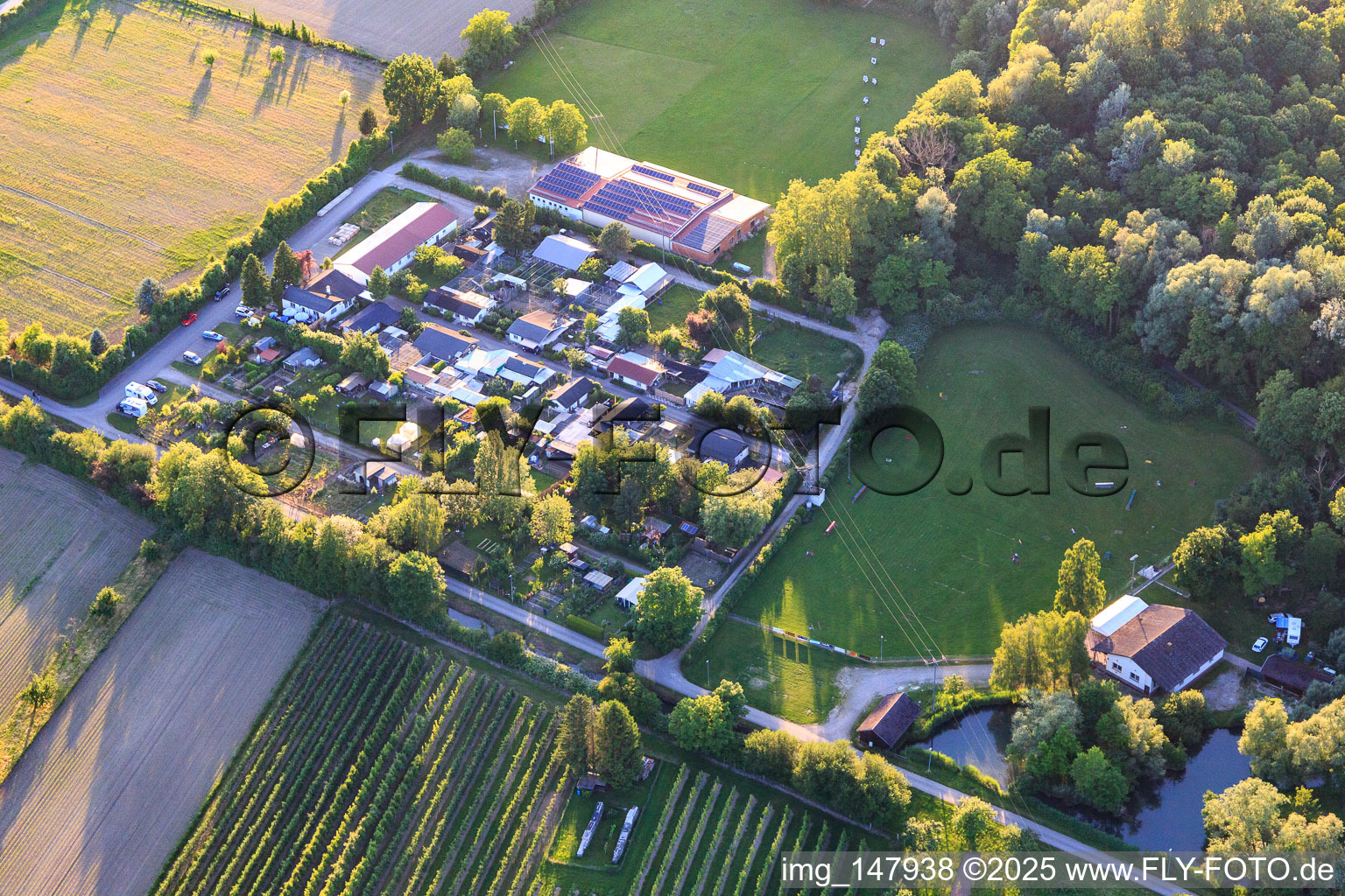 Vereinsgelände der Bogensportfreunde Wyhl e.V. ,  Kleintierzuchtverein Wyhl und Verein der Hundefreunde in Wyhl am Kaiserstuhl im Bundesland Baden-Württemberg, Deutschland